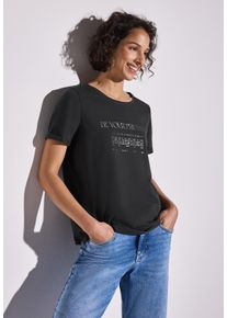 Street One Damen T-Shirt, grau, casual, Gr. 38, bedruckt, Jersey, Obermaterial: 95% Baumwolle, 5% Elasthan, Shirts, mit Schriftzug