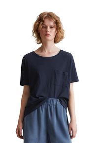Marc O'Polo Damen T-Shirt "aus softem Organic Cotton", blau, Gr. L, MARC O'POLO DENIM, unifarben, Obermaterial: 100% Baumwolle, Shirts