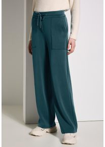 Cecil Damen Stoffhose "Style Neele", blau, casual, Gr. L, unifarben, Web, Obermaterial: 49% Polyester, 43% Modal, 8% Elasthan, Hosen, mit weitem Bein