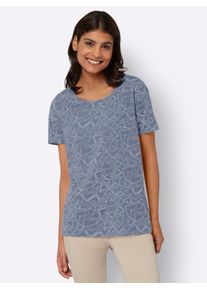 Classic Basics Damen T-Shirt "Druck-Shirt", blau, Gr. 56, gemustert, bedruckt, mehrfarbig, 100% Baumwolle, Shirts