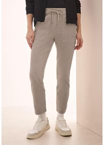Cecil Damen Stoffhose "Style Tracey", beige, casual, Gr. XS, unifarben, Web, Obermaterial: 73% Baumwolle, 24% Polyester, 3% Elasthan, Hosen, mit