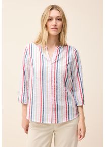Cecil Damen Hemdbluse, weiß, casual, Gr. XXXL, gestreift, Stoff, 65% Polyester, 35% Viskose, Blusen, mit 3/4 Ärmeln