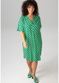 ANISTON PLUS Damen Blusenkleid, grün, modisch, Gr. 48, gemustert, Web, Obermaterial: 100% Viskose, Kleider, in trendigen Druck