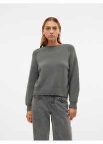 Véro Moda VERO MODA Damen Rundhalspullover "VMENYA LS O-NECK PULLOVER BOO", grün, modisch, Gr. M, unifarben, Strick, Rippstrick, Obermaterial: 57% Polyacryl,
