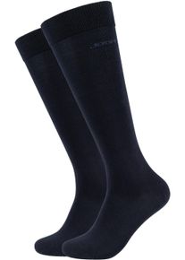 JOOP! JOOP Damen Kniestrümpfe "premium essentials", Gr. 35, blau, Baumwolle, Polyamid, Elasthan, unifarben, Socken, mit Logoschriftzug am Bund