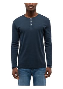 Mustang Herren Langarmshirt "Herren Style Arminto", blau, casual, Gr. S, Strick, 100% Baumwolle, Shirts