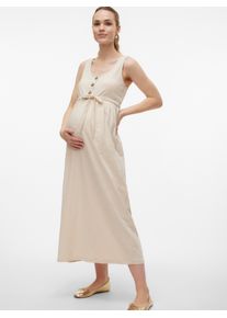 MAMALICIOUS Damen Trägerkleid "MLEVI LIA SL JRS ANKLE DRESS 2F NOOS", beige, modisch, Gr. XS, unifarben, Jersey, Obermaterial: 100% Baumwolle, Kleider
