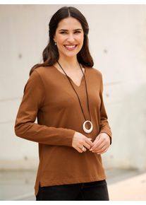 Classic Basics Damen Langarmshirt "Langarm-Shirt", braun, Gr. 42, unifarben, 100% Baumwolle, Shirts