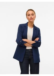 Véro Moda VERO MODA Damen Kurzblazer "VMGLORIA 3/4 SLIM BLAZER NOOS"navy blazer detail:silber button, modisch, Gr. 34, unifarben, Web, Obermaterial: 95%