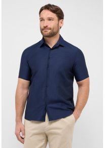 Eterna Herren Kurzarmhemd "COMFORT FIT", blau, Gr. 43, Twill, 59% Baumwolle, 41% Leinen, Hemden, EASY IRON (bügelleicht)