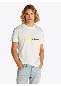 Tommy Jeans Herren Kurzarmshirt "TJM REG SIGNTR DNA TEE EXT", beige, casual, Gr. XXL, Single Jersey, Obermaterial: 100% Baumwolle, Shirts, Mit