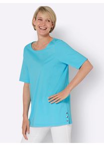 Classic Basics Damen Kurzarmshirt "Kurzarm-Shirt", blau, Gr. 38, unifarben, 100% Baumwolle, Shirts