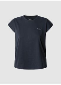 Pepe Jeans Damen T-Shirt "BLOOMA"dulwich blau 594, casual, Gr. XS, Single Jersey, Obermaterial: 100% Baumwolle, Shirts, mit Kappenärmeln