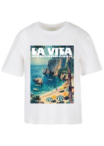 MISS TEE Herren T-Shirt "Miss Tee Vita Mediterranea Tee", weiß, casual, Gr. M, bedruckt, 100% Baumwolle, Shirts