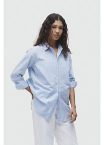HECHTER PARIS Damen Hemdbluse, blau, feminin, Gr. 44, unifarben, Web, Obermaterial: 100% Baumwolle, Blusen, mit Fronttaschen - NEU KOLLEKTION