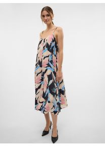Véro Moda VERO MODA Damen Spaghettikleid "VMJOSIE CALF SINGLET DRESS WVN GA NOOS"schwarz aop:myra, modisch, Gr. L, bedruckt, Web, Obermaterial: 83% Viskose,