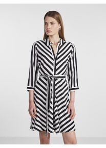 Y.A.S Damen Hemdblusenkleid "YASSAVANNA 3/4 SHORT SHIRT DRESS S. NOOS", weiß, modisch, Gr. S, gestreift, Web, Obermaterial: 100% Viskose, Kleider