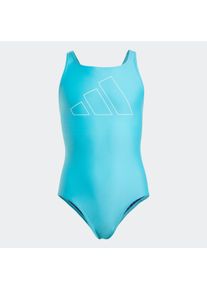 Kinder Badeanzug "BIG BARS SUIT G"lucid cyan, weiß, sportlich, Gr. 164, adidas Performance, Obermaterial: 78% Polyester, 22% Elasthan. Futter: 100%
