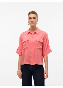 Véro Moda VERO MODA Damen Kurzarmbluse "VMFABIANA 3/4 SHIRT VMA NOOS", rosa, modisch, Gr. M, unifarben, Web, Obermaterial: 100% Polyester, Blusen