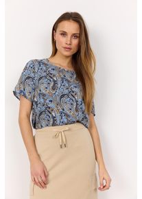 soyaconcept Damen Shirtbluse "SC-PIANNA 1"air blau combi, modisch, Gr. S, gemustert, Web, Obermaterial: 100% Viskose, Blusen