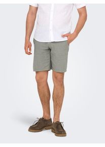 Only & Sons ONLY & SONS Herren Chinoshorts "ONSMARK 0011 COTTON LINEN SHORTS NOOS", grau, modisch, Gr. XXL, unifarben, Web, Obermaterial: 73% Baumwolle, 25%
