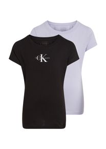 Mädchen T-Shirt "2-PACK SLIM MONOLOGO T-SHIRT"schwarz, lila heather, Gr. 6, Calvin Klein Jeans, unifarben, Jersey, Obermaterial: 100% Baumwolle,