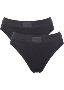 Sloggi Damen Slip "Double Comfort T Tai 2P", Gr. 46, schwarz, Single Jersey, Obermaterial: 95% Baumwolle, 5% Elasthan, unifarben, Unterhosen, mit
