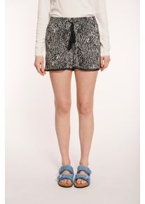 Haily's HAILY’S Damen Shorts "SH V TR Si44a"7693 schwarz leaf, feminin, Gr. XS, bedruckt, Obermaterial: 100% Viskose, Hosen, mit Spitzenborte am Saum