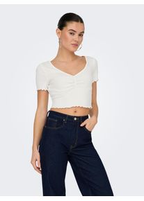 Only Damen Kurzarmshirt "ONLBETTY S/S V-NECK TOP CC JRS", rot, modisch, Gr. M, unifarben, Jersey, Obermaterial: 95% Baumwolle, 5% Elasthan, Shirts