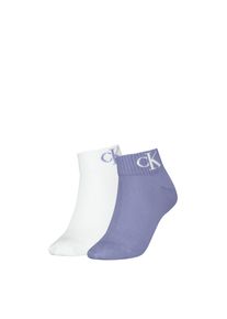 Damen Kurzsocken "CKJ WOMEN QUARTER 2P MONOGRAM", Calvin Klein Jeans, Gr. 35, lila, Baumwollmischung, unifarben, Socken, mit Logostickerei
