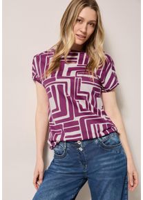 Cecil Damen T-Shirtanemone pink, casual, Gr. XL, bedruckt, Jersey, Obermaterial: 50% Baumwolle, 50% Modal, Shirts, mit All-Over Print