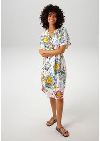 Aniston CASUAL Damen Sommerkleid, bunt, modisch, Gr. 48, bedruckt, gemustert, geblümt, Web, Obermaterial: 100% Viskose, Kleider, mit farbenfrohem,
