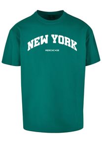 Merchcode Herren T-Shirt "Merchcode Herren New York Wording - Heavy Oversize Tee", grün, casual, Gr. XS, bedruckt, 100% Baumwolle, Shirts