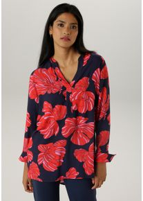 Damen Longbluse, bunt, feminin, Gr. 46, Aniston SELECTED, bedruckt, gemustert, geblümt, Web, Obermaterial: 100% Viskose, Blusen, mit ausgefallenen
