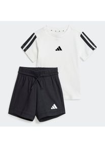 Kinder Trainingsanzug "I 3S T-SET 160", schwarz-weiß, sportlich, Gr. 74, adidas Sportswear, Obermaterial: 100% Baumwolle, Sportanzüge