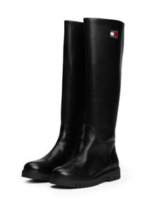 Tommy Jeans Damen Stiefel "TJW LONG SHAFT BOOT", Gr. 36, schwarz, Leder, Lederimitat, unifarben, klassisch, Schuhe, Blockabsatz, Langschaftstiefe,