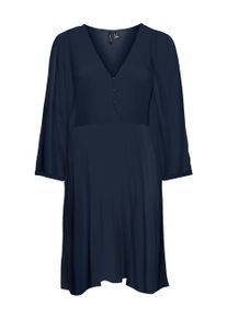 Véro Moda VERO MODA Damen Minikleid "VMMENNY 3/4 SLEEVE SHORT DRESS WWN GA", blau, modisch, Gr. M, unifarben, Web, Obermaterial: 100% Viskose, Kleider