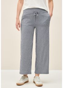 Cecil Damen Stoffhoseurban navy blau, casual, Gr. XL, gestreift, Stoff, 73% Viskose, 25% Polyester, 2% Elasthan, Hosen, mit Wide Legs