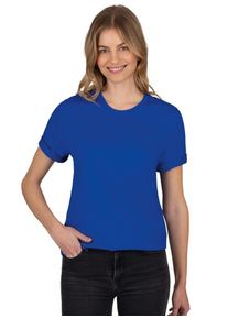 TRIGEMA Damen T-Shirt "TRIGEMA T-Shirt aus 100% Baumwolle", blau, Basic, Gr. XS, 100% Baumwolle, Shirts