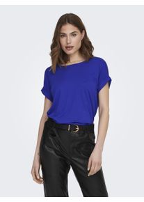 Only Damen T-Shirt "ONLMOSTER S/S O-NECK TOP NOOS JRS", blau, casual, Gr. XS, unifarben, Jersey, Obermaterial: 75% Viskose, 20% Polyester, 5%