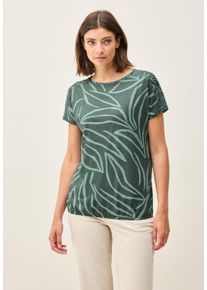 Cecil Damen T-Shirtschwarz balmy khaki, casual, Gr. L, bedruckt, Web, Stoff, 50% Modal, 50% Baumwolle, Shirts, mit Elastiksaum