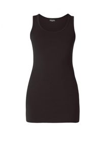 Base Level Damen Longtop "Yamin", schwarz, Basic, Gr. 48, unifarben, Jersey, Obermaterial: 94% Baumwolle, 6% Elasthan, Tops, Hüftbedeckende Länge
