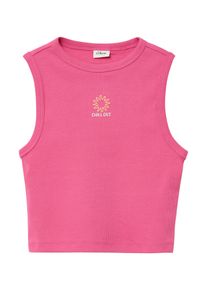 s.Oliver JUNIOR Damen Tanktop, pink, casual, Gr. 170, bestickt, unifarben, Rippware, Obermaterial: 95% Baumwolle, 5% Elasthan, Tops, mit Stickerei