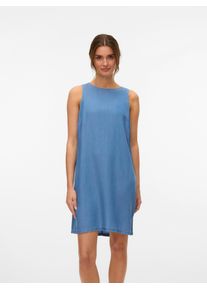 Véro Moda VERO MODA Damen Maxikleid "VMFLEUR SL SHORT TENCEL DRESS GA", blau, modisch, Gr. XS, unifarben, Web, Obermaterial: 100% Lyocell, Kleider