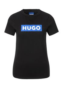 HUGO BLUE Damen T-Shirt "Classic Tee", schwarz, casual, Gr. L, unifarben, bedruckt, Single Jersey, Obermaterial: 100% Baumwolle, Shirts