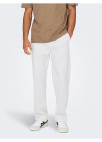 Only & Sons ONLY & SONS Herren Trainingshose "ONSSINUS LOOSE 0007 COT LIN PANT NOOS", weiß, modisch, Gr. S, unifarben, Web, Obermaterial: 75% Baumwolle, 25%