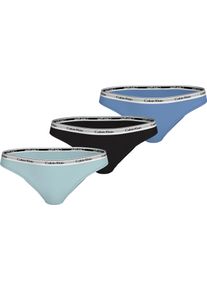 Damen Bikinislip "3 PACK BIKINI (LOW-RISE)", Calvin Klein Underwear, Gr. XLsterling blau, schwarz, glacier, Jersey, Obermaterial: 90% Baumwolle, 10%