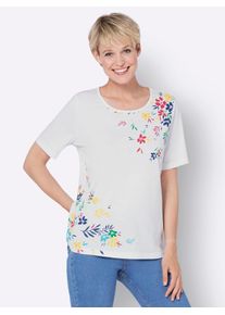 Classic Basics Damen Kurzarmshirt "Kurzarm-Shirt", pink, Gr. 46, geblümt, gemustert, mehrfarbig, 100% Baumwolle, Shirts