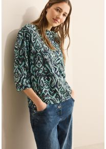 Cecil Damen 3/4-Arm-Shirtslate khaki, casual, Gr. M, bedruckt, Jersey, Obermaterial: 50% Baumwolle, 50% Modal, Shirts, mit All-Over Print
