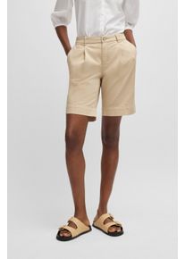 BOSS Orange Damen Chinoshorts "Taggie Premium Damenmode", beige, Basic, Gr. 44, unifarben, Web, Obermaterial: 98% Baumwolle, 2% Elasthan, Hosen, mit
